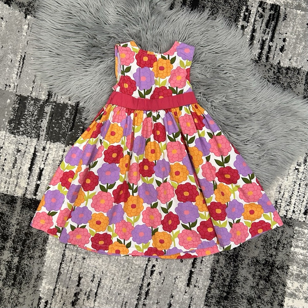 Vintage Gymboree Girl's Pretty Posies Pink Multicolor Floral Cotton Dress Size 7